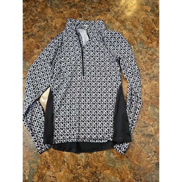 Champion C9 Quarter Zip Geometric Print with Black Panels Size M thumbholes (A84 - Picture 10 of 10